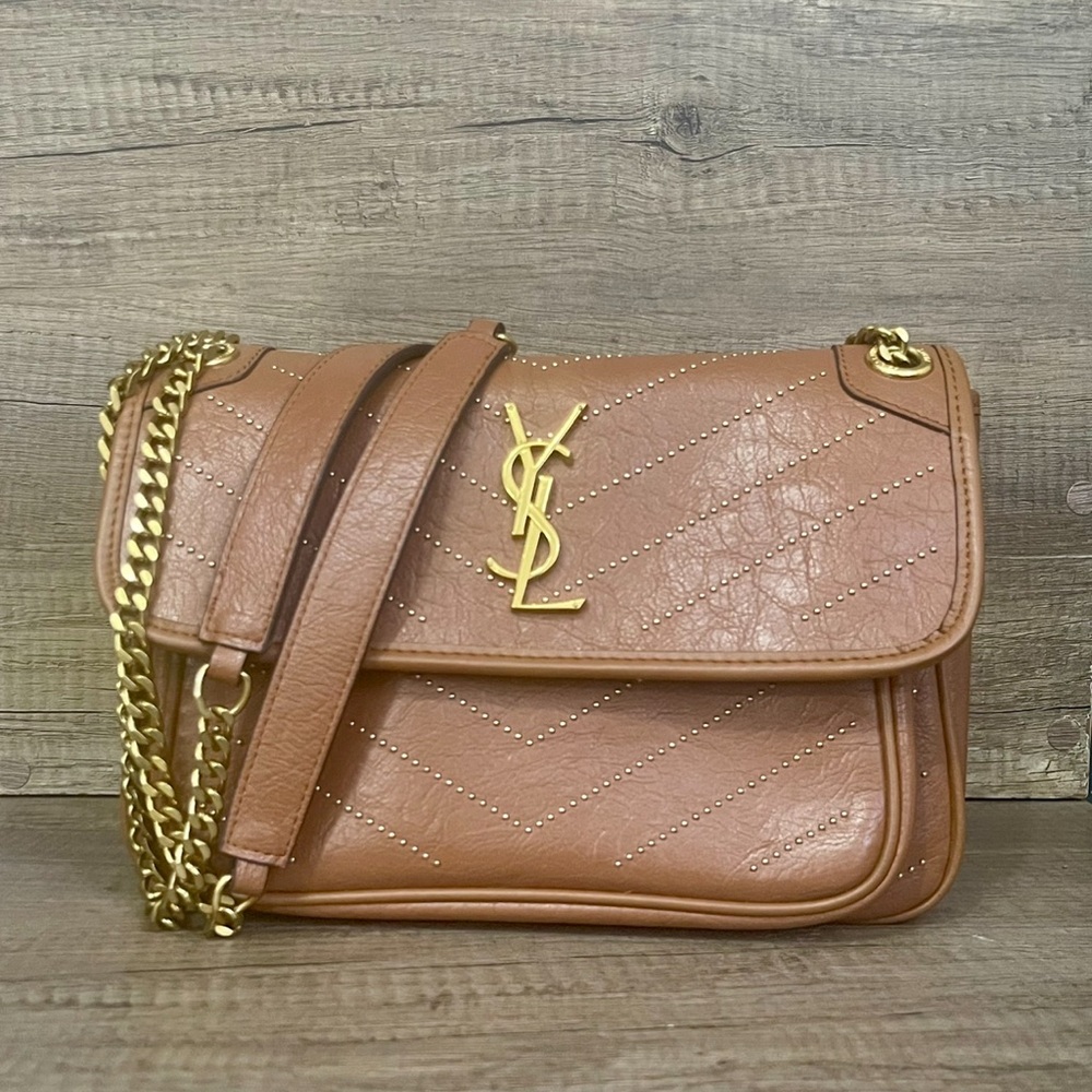 Yves Saint Laurent Brown Quilted Leather Shoulder Bag with Chain Strap - Picture 2 of 13